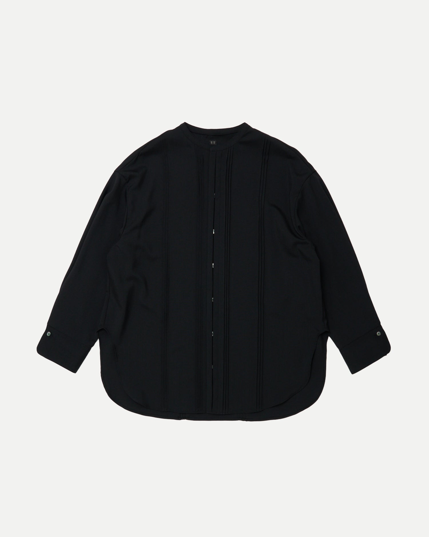 PIN TUCK STAND COLLAR BLOUSE