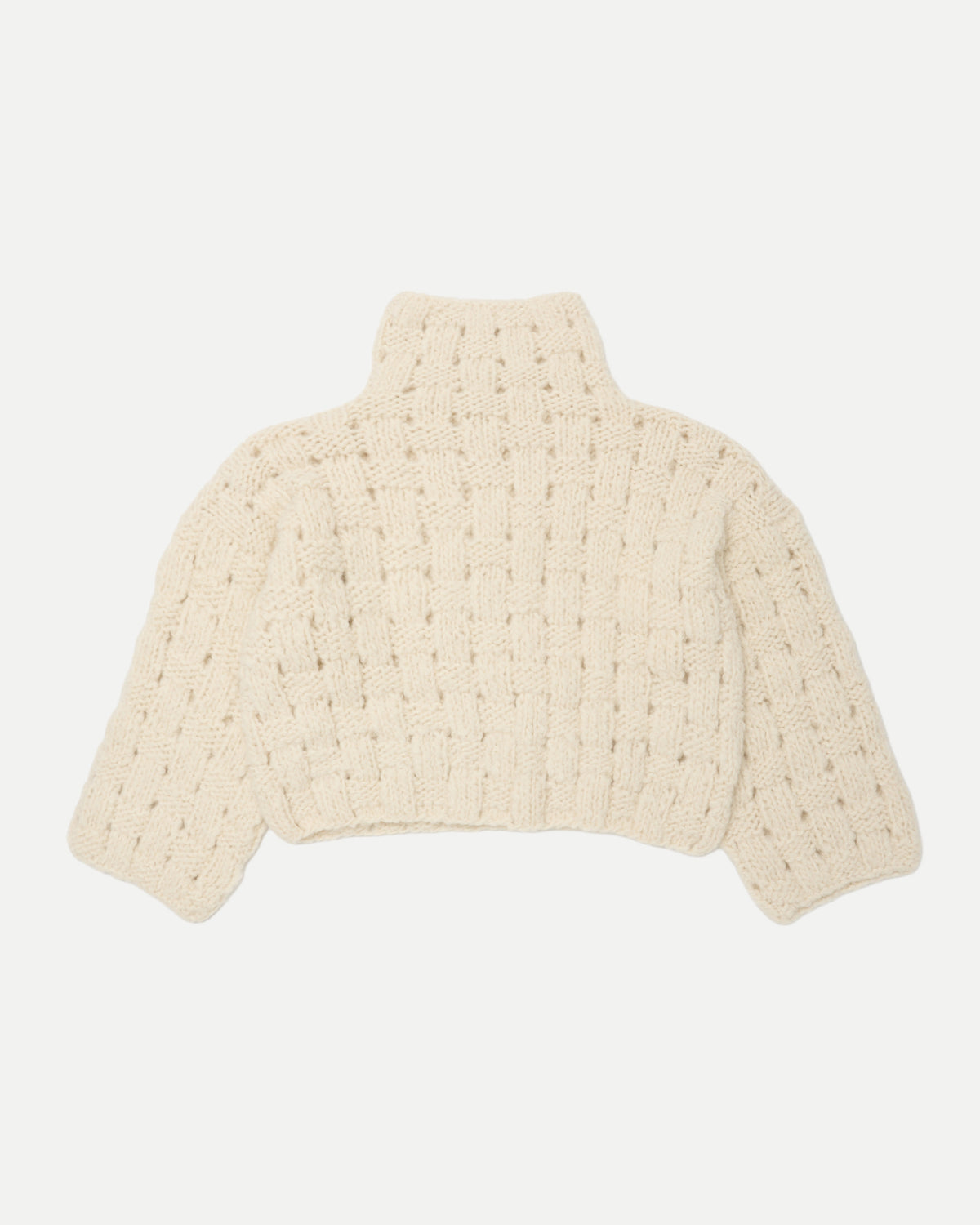 ALPACA HAND KNITTED BASKET PATTERN TURTLE NECK P/O