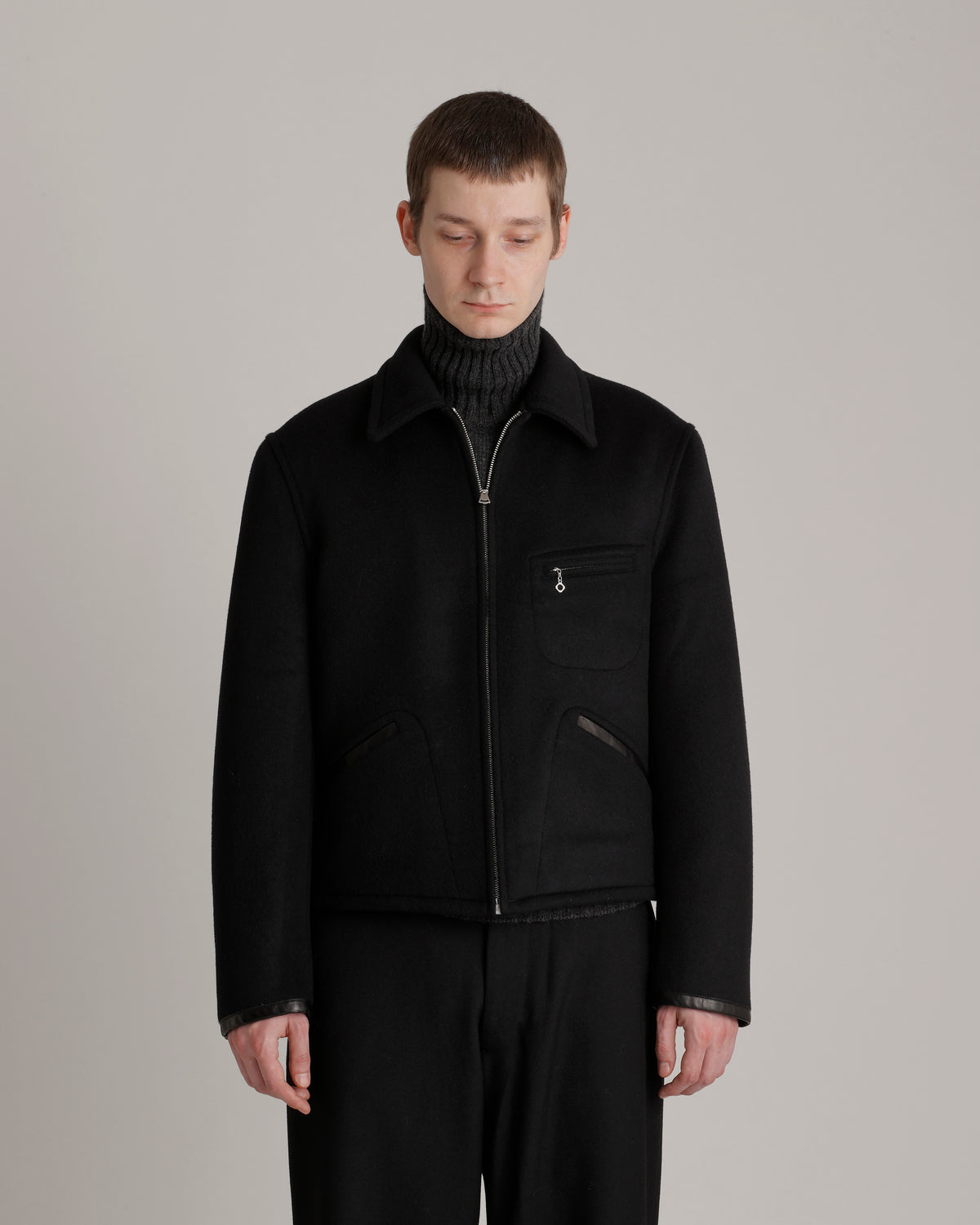 LOT.332 LEATHER-PIPED CUFF SPORTS JACKET