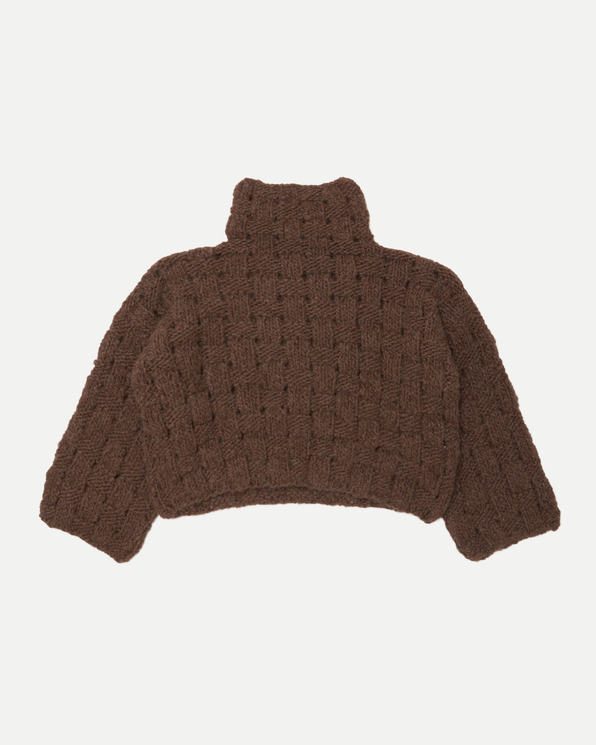 ALPACA HAND KNITTED BASKET PATTERN TURTLE NECK P/O