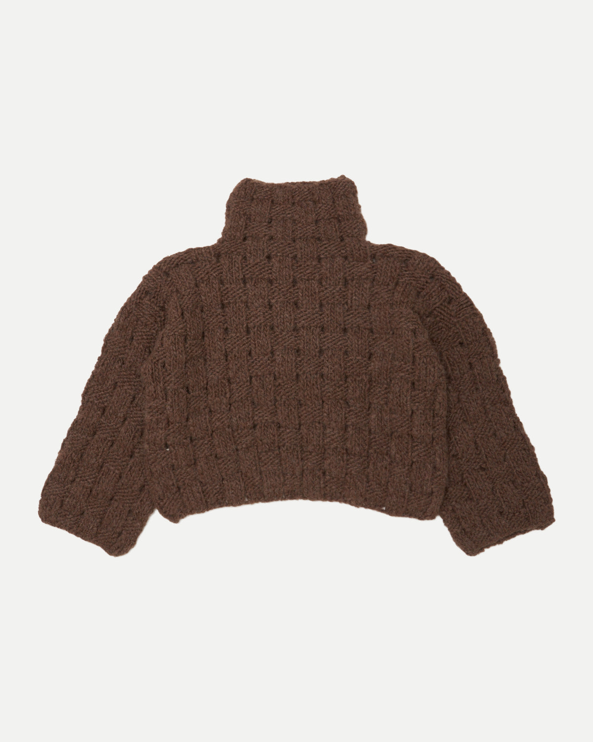 ALPACA HAND KNITTED BASKET PATTERN TURTLE NECK P/O