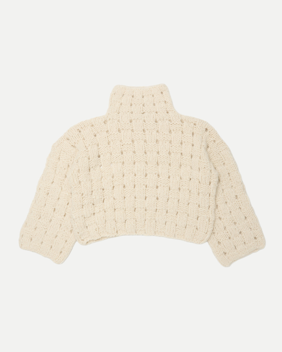 ALPACA HAND KNITTED BASKET PATTERN TURTLE NECK P/O