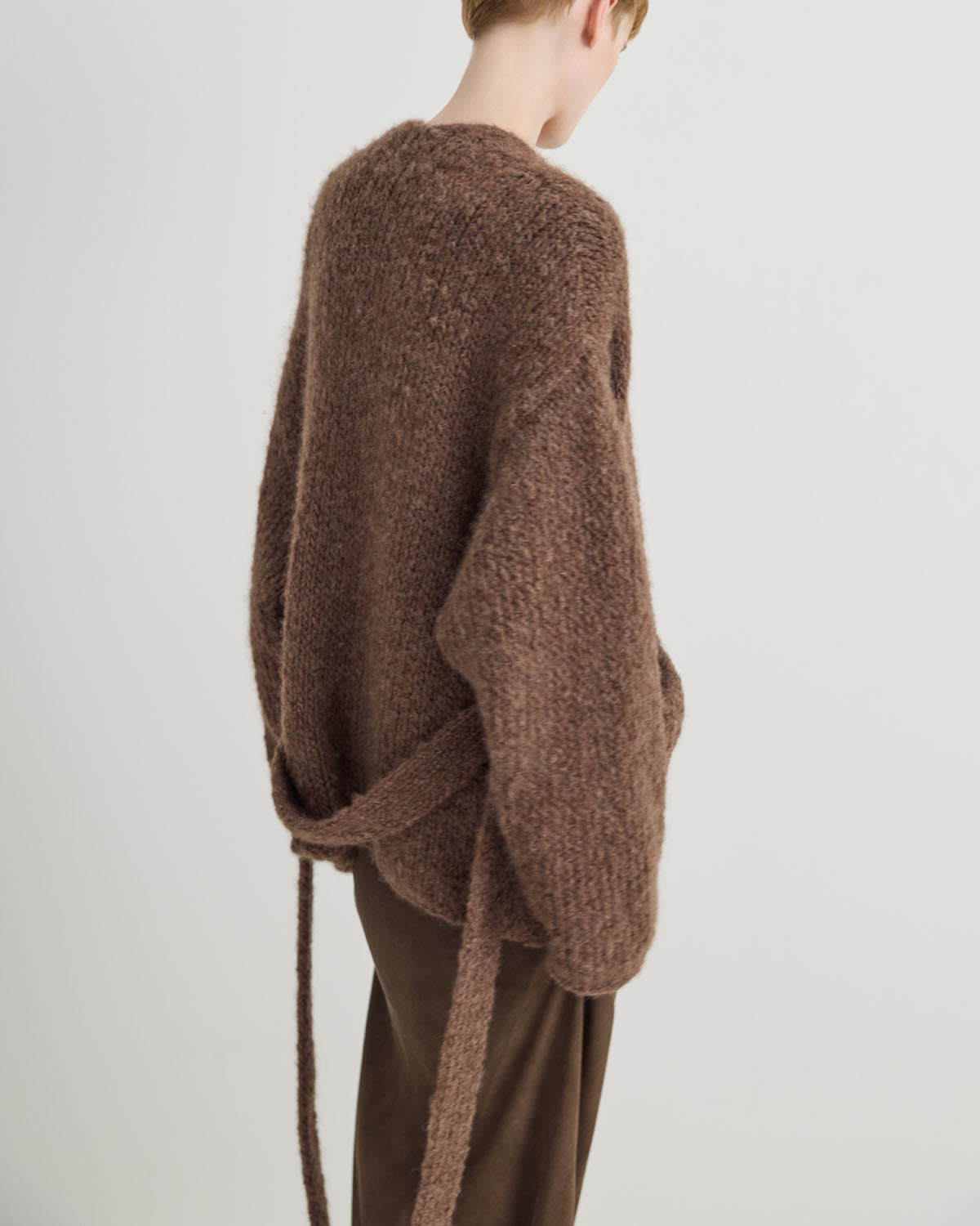 SUPER BABY ALPACA HAND KNITTED BELTED CARDIGAN