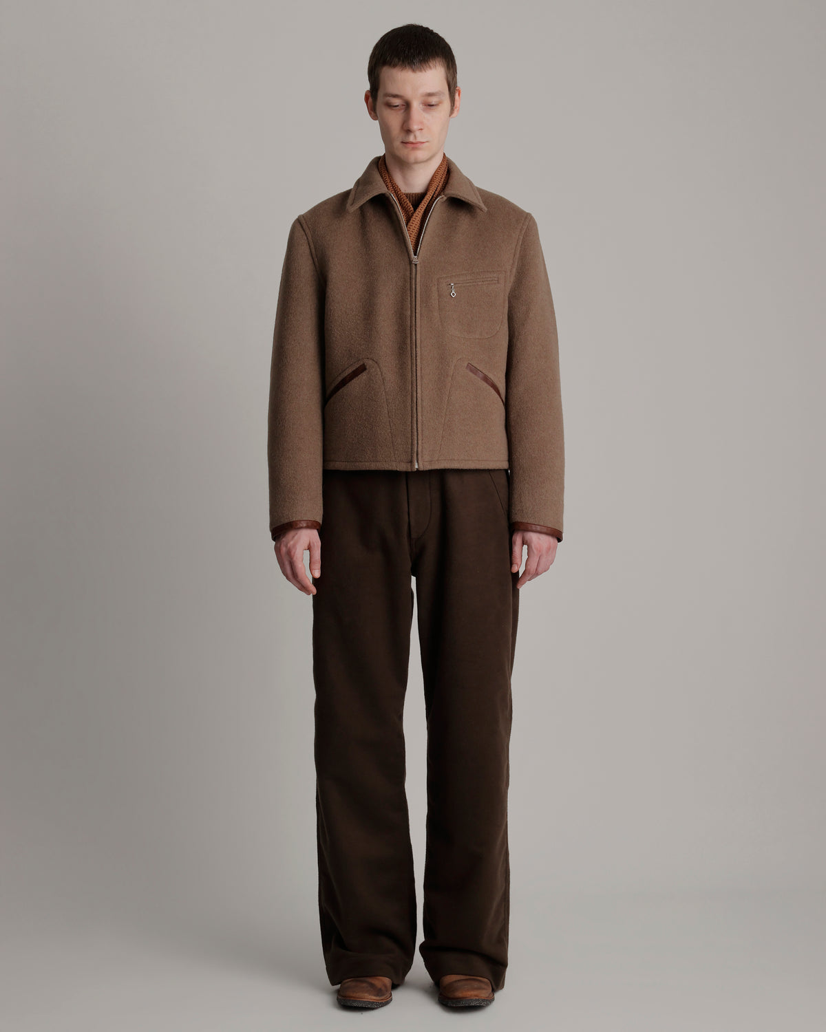 LOT.332 LEATHER-PIPED CUFF SPORTS JACKET