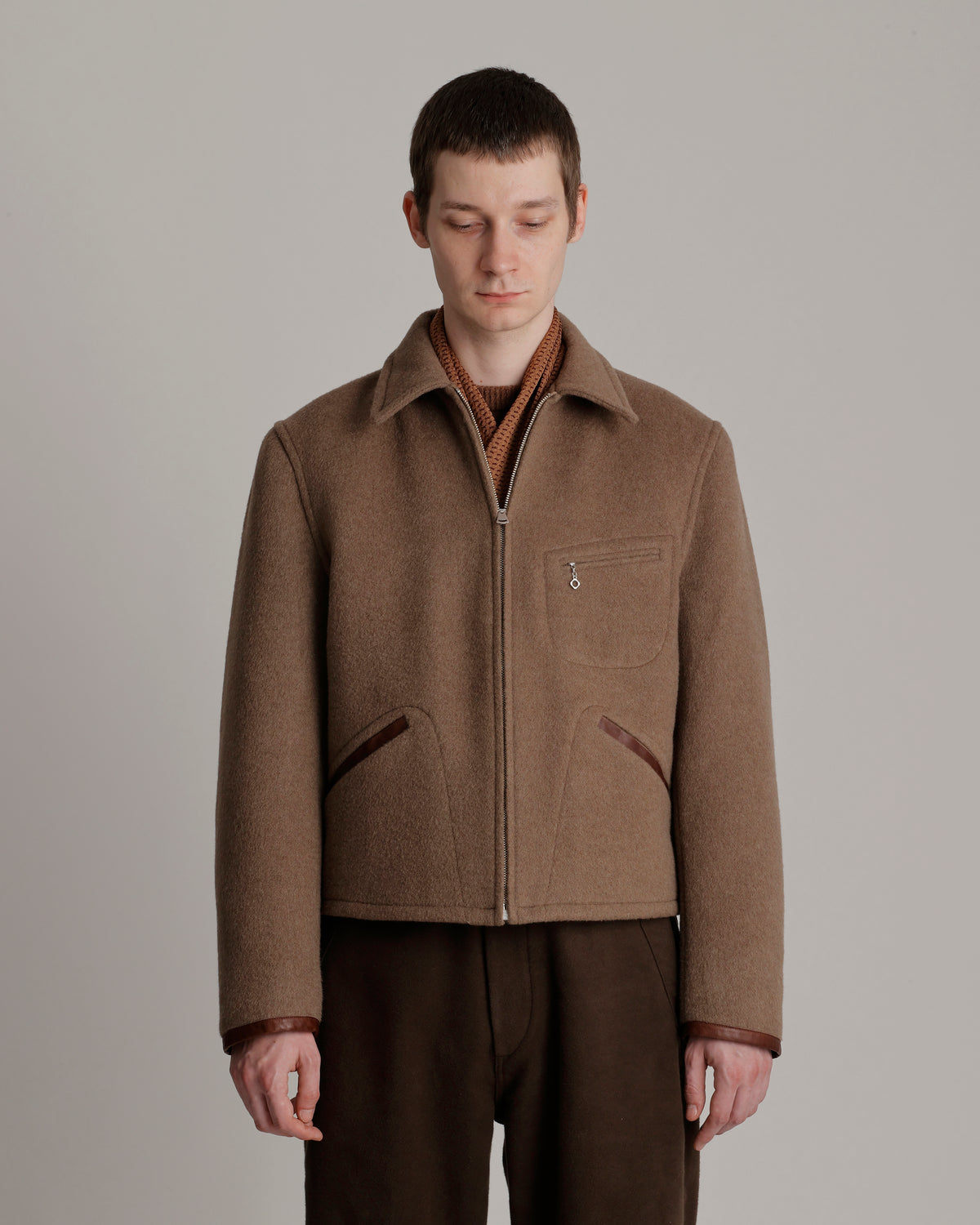 LOT.332 LEATHER-PIPED CUFF SPORTS JACKET