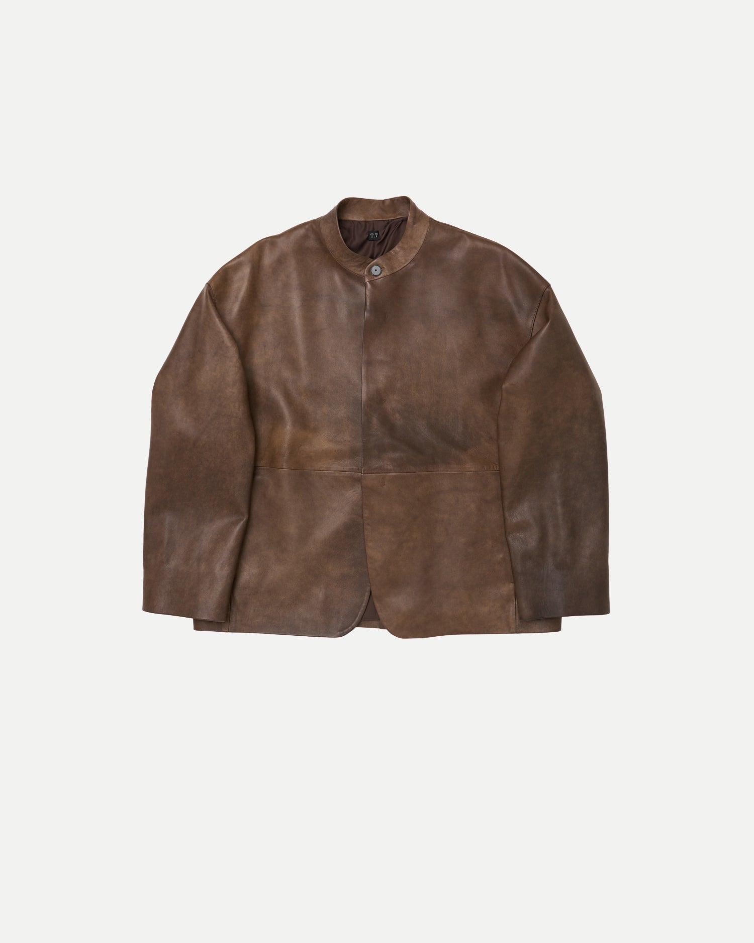 STAND COLLAR LEATHER JACKET