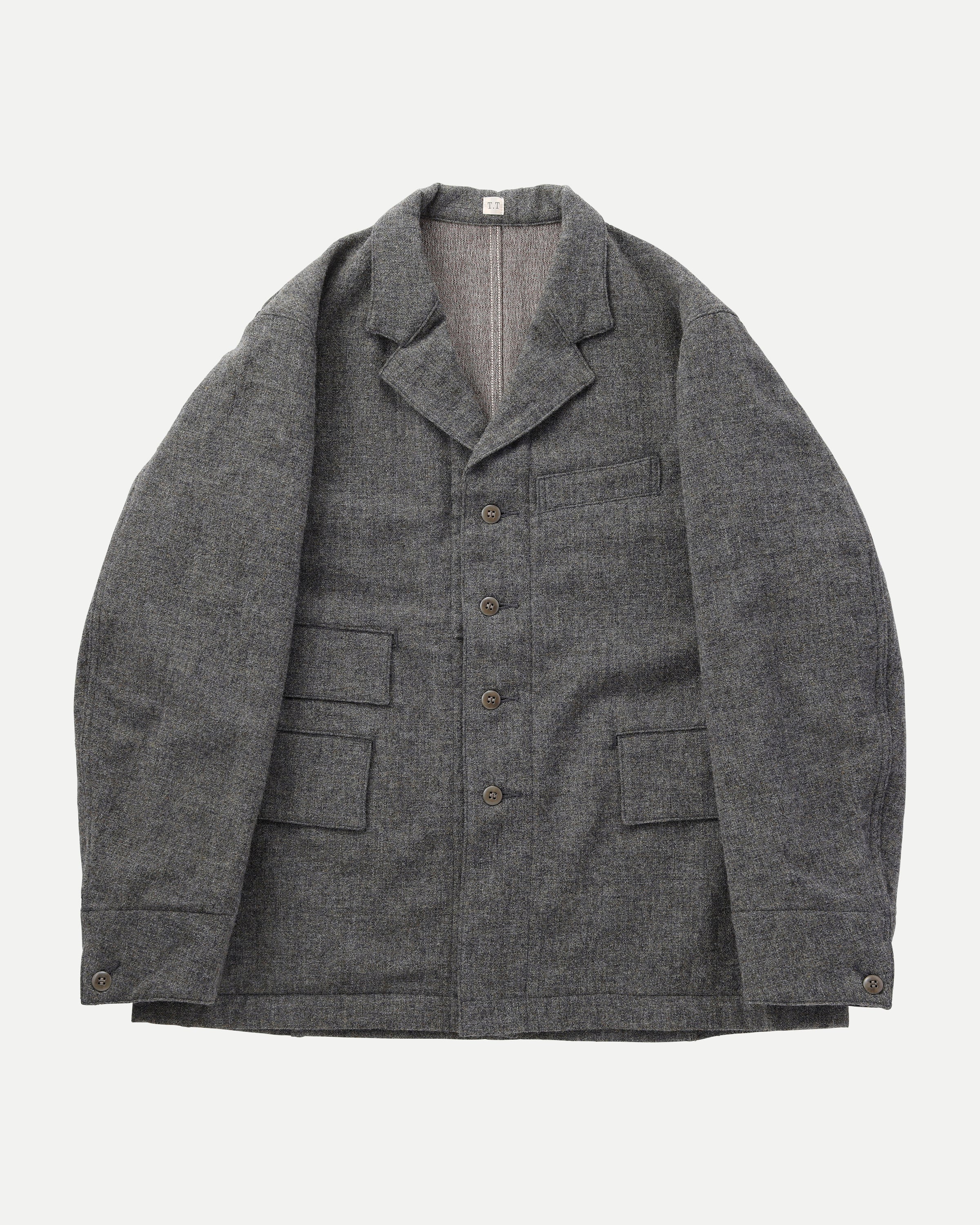 極美品▼T.T TAIGA TAKAHASH タイガタカハシ LOT.308 Sack Jacket ウール100% ツイード シングルジャケット テーラード グレー 38 メンズ T.T | Taiga Takahashi - LOT.308 SACK JACKET